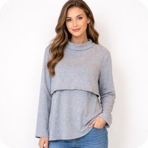 Small show grey nursing maternity sweatshirt Large cozy stretchy baby